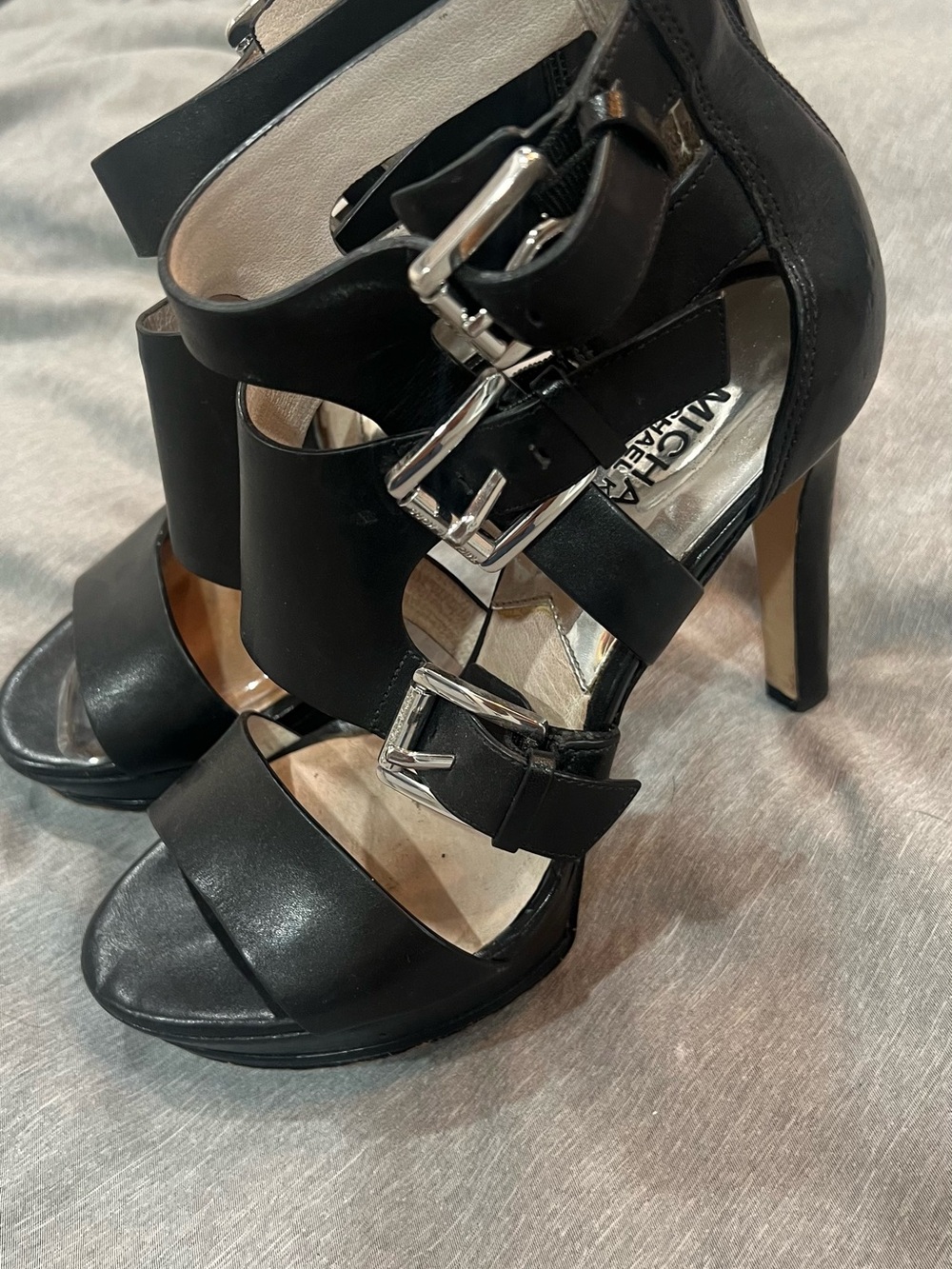 Michael Kors Black Buckle Strappy High Heels